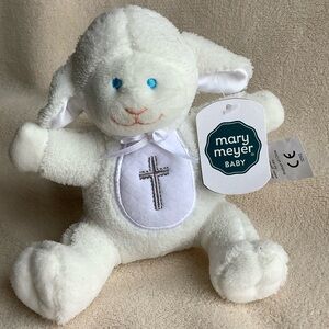 Mary Meyer Baby Plush Christening Lamb  with Rattle Inside Stuffed Animal w Tags